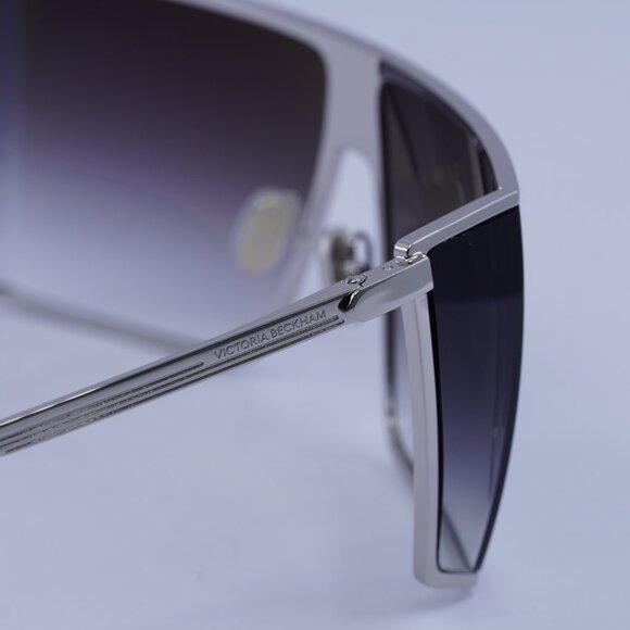 Victoria Beckham VB249S 040 Sunglasses Silver Rectangle Frame, Smoke Lenses - Picture 8 of 9